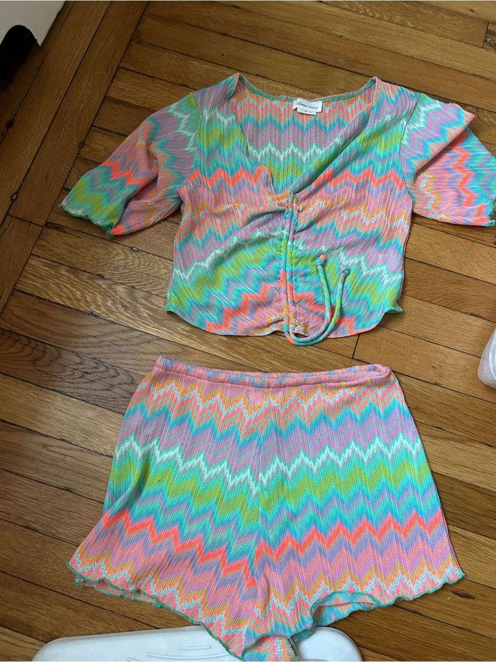 Lovers + Friends Multicolor Zigzag Crop Top & Shorts Set